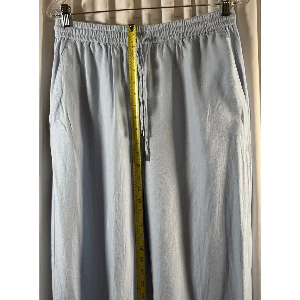 Zara Light Blue Linen Drawstring Pants